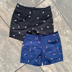Stylish black shorts with playful watermelon & cherry embroidery. Size 6 short